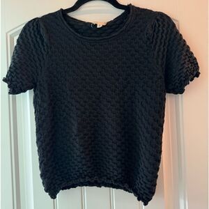 🌞 Hem & Thread Textured Black Short Sleeve Shirt